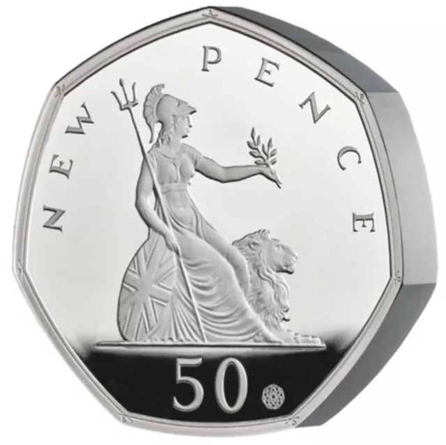 50 PENCE 50 Year Anniversary 16 Gram Silver Proof Piedfort Coin UK 2019