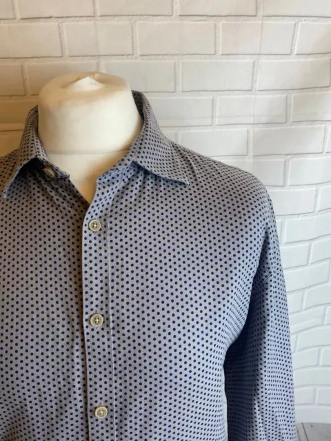 Camicia Charles Tyrwhitt grigia LARGE 16,5" extra slim aderente polsino con bottoni
