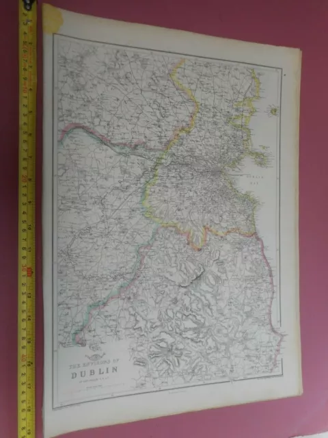 100% Original Large Environs Of Dublin Map By Weller Cassell C1863 Railways Vgc