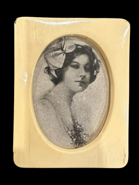 Art Nouveau Black & White Portrait Of Woman Photo Picture Frame Circa 1900-1910