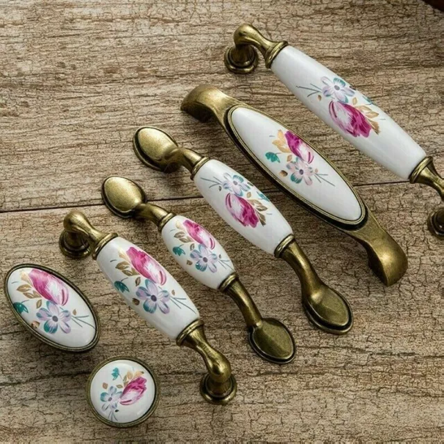 Céramique Porte Armoire Poignée Tulipe Tiroir Placard Meuble Boutons Matériel