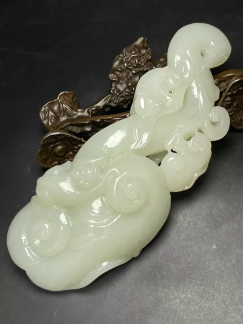 Chinese Exquisite Handmade Ruyi carving Hetian Jade Statue