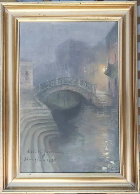 Erika Jonn (1865-1931): VENICE ON A FOGGY EVENING, Original oil, dated 1928