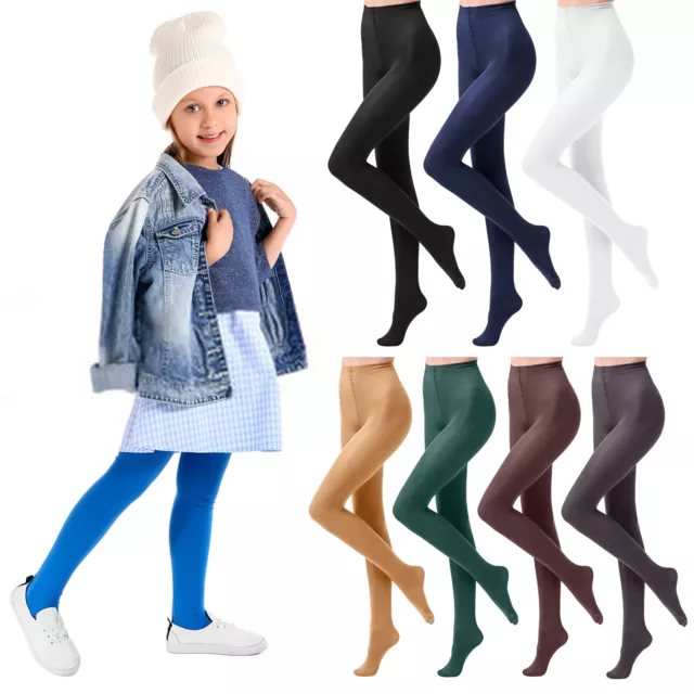 Girls Opaque Uniform Tights High Waist Elastic70 Denier Ballet Dance 3-13 Years