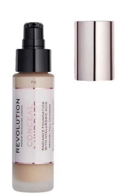 NEW Revolution F12 Conceal & Hydrate Radiance Foundation Medium/Full Cover