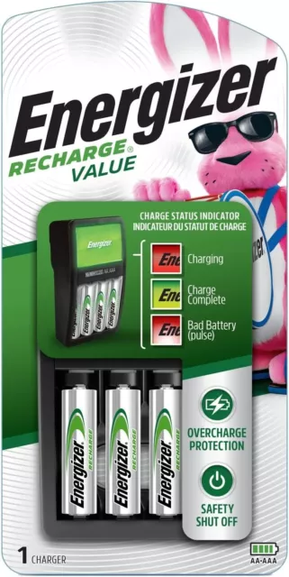 Energizer Rechargeable AA and AAA Battery Charger (Recharge Value) with 4 AA NiM