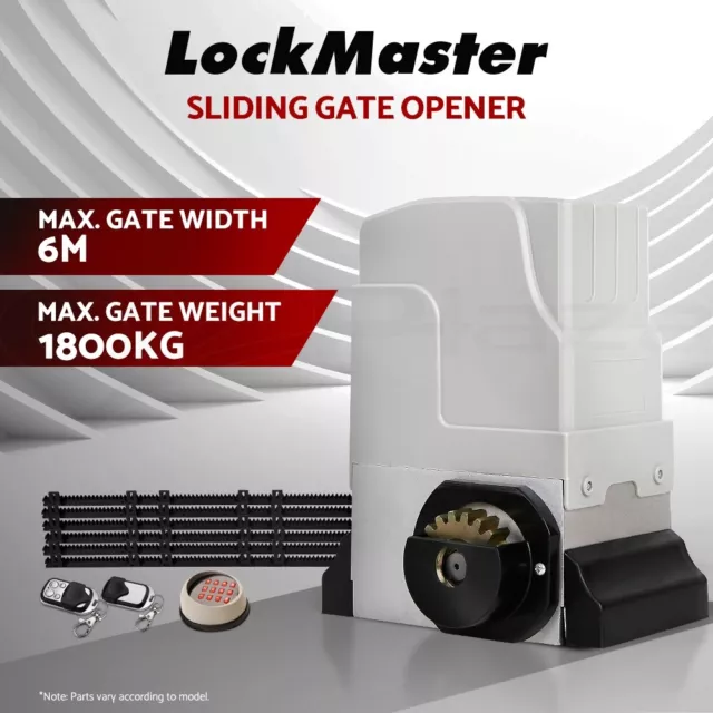 LockMaster Electric Sliding Gate Opener 1800KG Automatic Keypad Remote Rail 6M