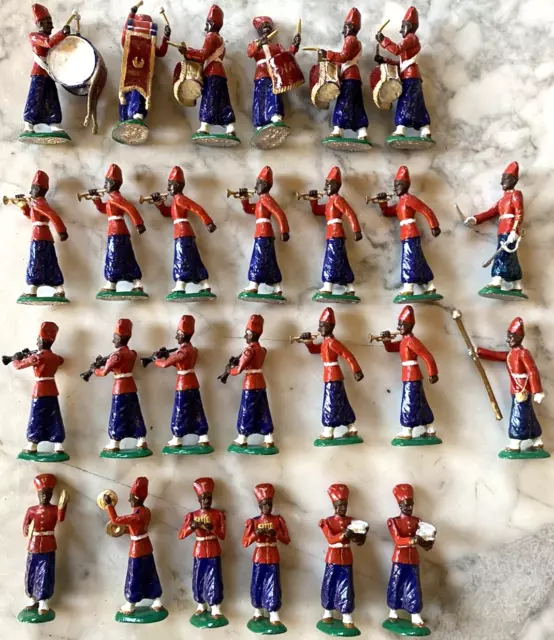 Military Band, Red & Blue Uniform, 26 Pieces, No Britains Nor Cbg