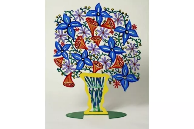 David Gerstein Pop Art Cloche fleurs Vase Fleur Sculpture Acier Découpé Laser