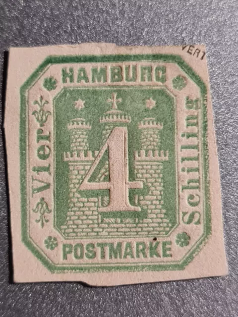 Schöne uralte Klassik Briefmarke weltweit aus Hamburg Altdeutschland