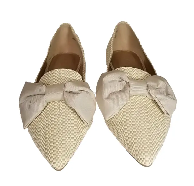 ASOS Design Shoes Womens Bow  Pointed Ballet Flats Woven Size US 6