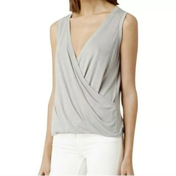 NWT  ALLSAINTS  Kerin Vest Wrap Front Tank Top Gray Size Medium