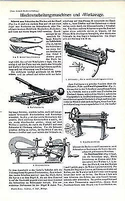 Blechverarbeitung & Bleigewinnung Maschinen und Werkzeuge 6 Tafeln Txz 1902