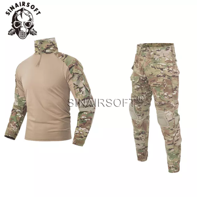 Tactical Military G3 Combat Shirt & Pants Knee Pad Uniform BDU Paintball Clothes