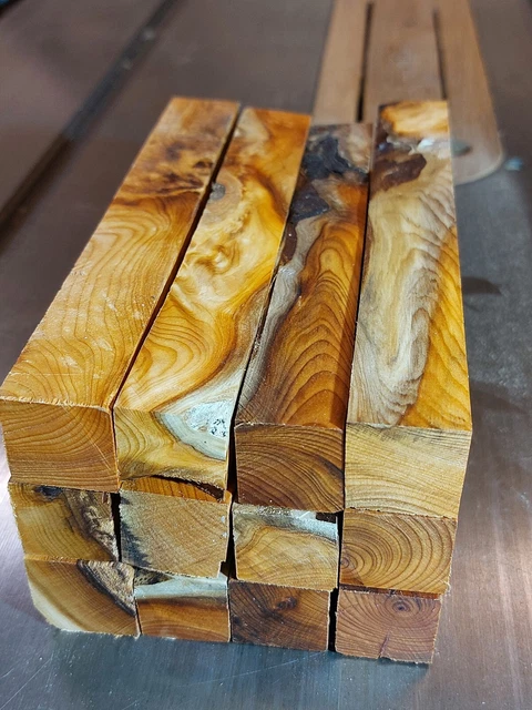 12 Figured Pacific Yew Pen Blanks! Beautiful Grain And Colors!!  (L733)