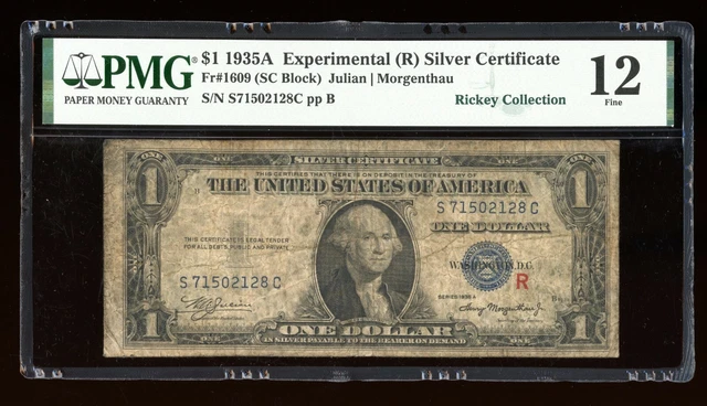 DBR 1935-A $1 Silver Experimental (R) Fr. 1609 PMG 12 Serial S71502128C