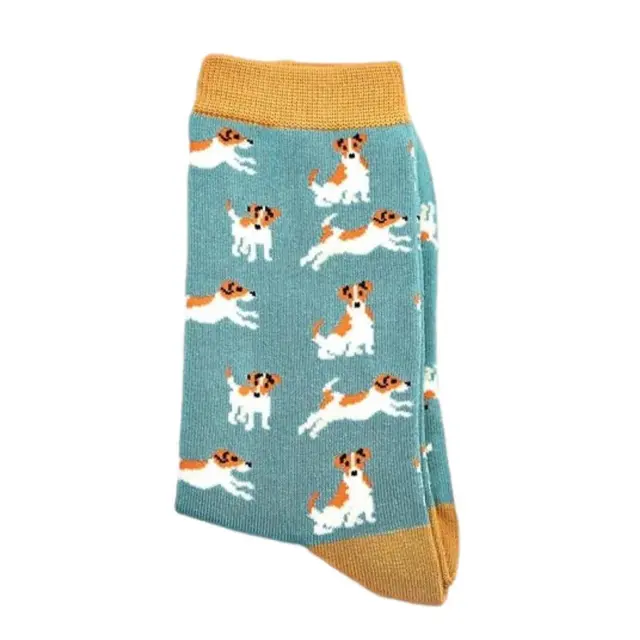 Jack Russell Dog Turquoise Womens Novelty Ankle Socks Adult One Size