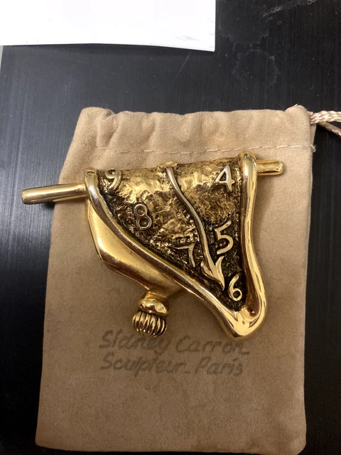 Broche Montre Molle Vintage Sidney Carron Paris D'après Salvador Dali - Années 1990