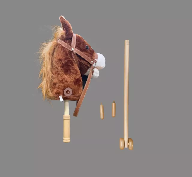 Hobby Horse Toy with Sounds, Handles and Wheels, Dark Brown 2