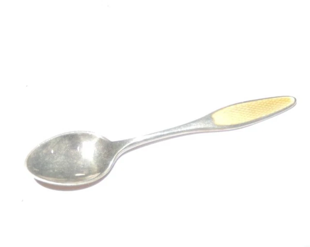 Antique 2 5/8" Sterling & Enamel Salt Dip Cellar Spoon Frigast Denmark
