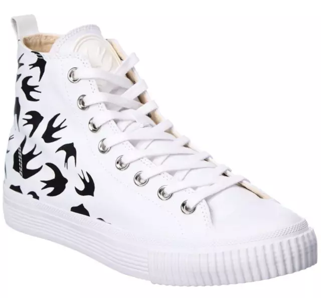 NWT McQ Alexander McQueen Swallow Swarm Bird White High Top Sneakers 39 9 $250