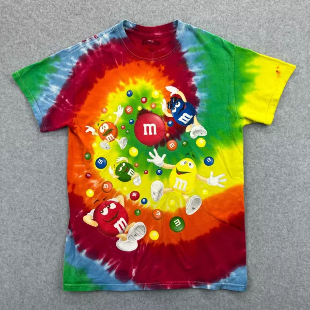 M&Ms World Men's Multicolor Tie Dye Spiral Graphic Short Sleeve Shirt Size Small