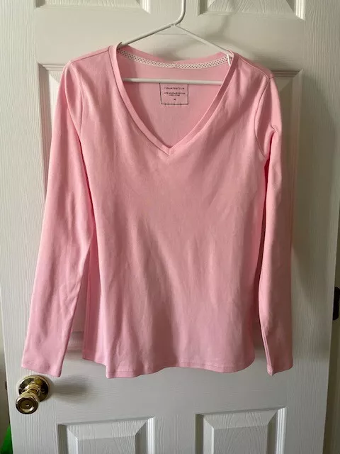 NWT Charter Club  Pima Cotton V Neck Pink Long Sleeve Top Size Medium