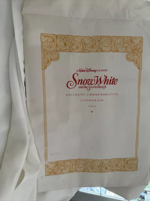 Disney 1994 Snow White and the Seven Dwarfs Exclusive Commemorative Lithograph