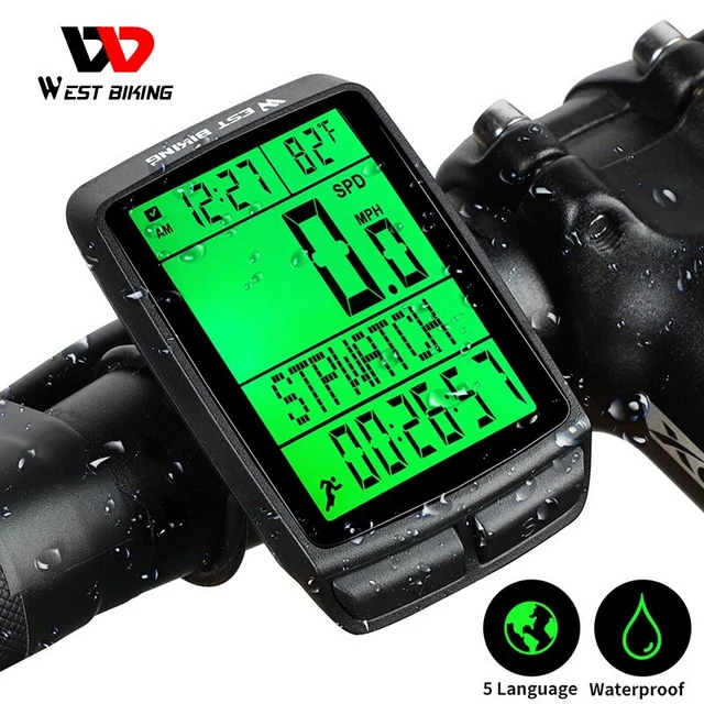 WEST BIKING Waterproof Wireless Bike Computer LCD Digital Speedometer Odometer