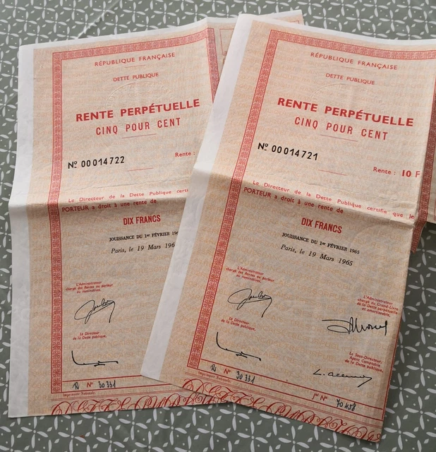 2 anciennes rente perpetuelle