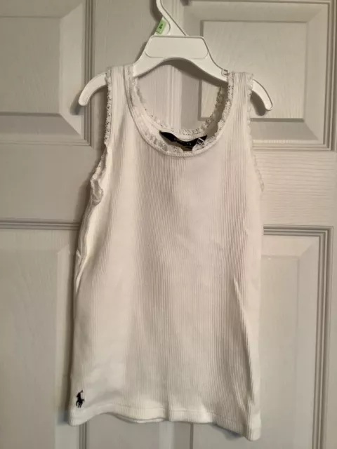 NWT Polo Ralph Lauren girls tank top white with black pony logo size 6X