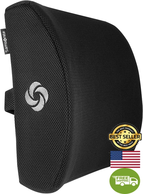 SAMSONITE, Ergonomic Lumbar Support Pillow for Chair - Elevates Lower Back Comfo
