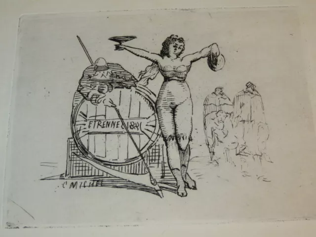 C. MICHEL (XIX) Engraving Eau Forte Women Nude Montmartre Paris ...