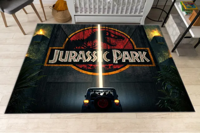 Jurassic Park Rug, Kids Room Rug, Dinosaur Rug, Modern Rug, Gift For Boys Girls