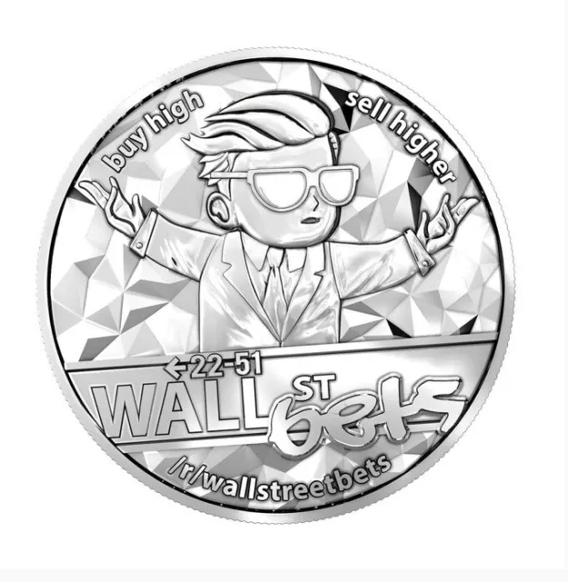 2021 WallStreetBets 1oz Fine Silver BU Round w/ Premium Airtite Capsule !