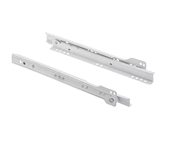 Metal Drawer Runners Roller Bottom Fix White 450mm with Screws