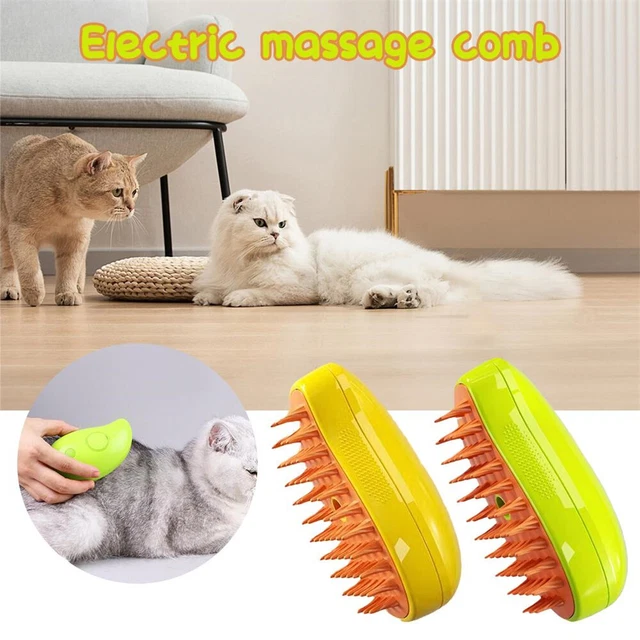 3in1 Cat Self Cleaning Steam Brush Electric Spray Massage Pet Hair Removal Comb