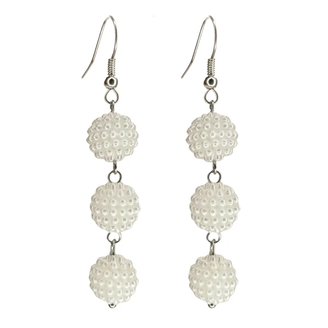 Boucles D'oreilles Pendantes Clips à Strass Blanc Scintillant - 2 Tiges Mobiles - Occasion Bon état