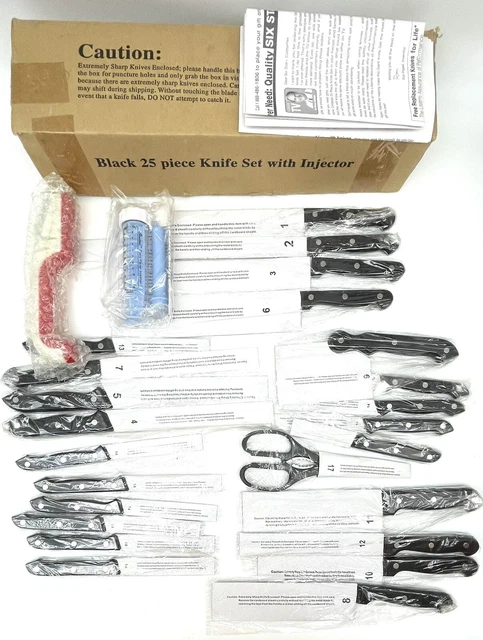 New Ronco Showtime Six Star Plus 25pc Knife Set plus Flavor Injector