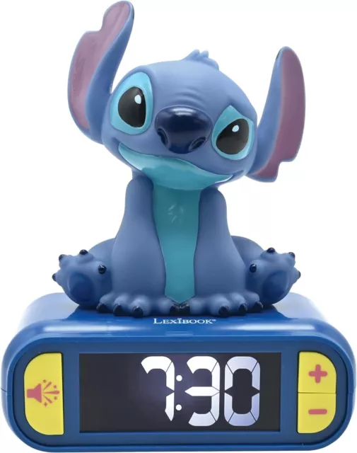 Lexibook RL800D 3D Disney Stich Kinderuhr mit Nachtlicht