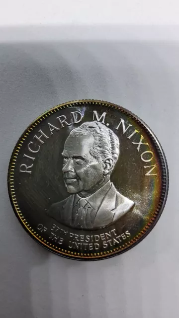 Franklin Mint Sterling Richard M Nixon President Coin 32.3 Grams