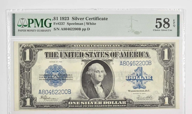 $1 1923 Silver Certificate Large Note PMG 58 EPQ Choice About UNC Fr# 237 *1000