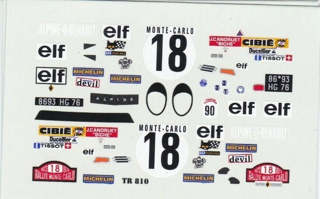 DECALS 1/43 REF 0489 Alpine Renault A110 Manzagol Tour De Corse 1973 Rallye EUR 12,99 - PicClick FR
