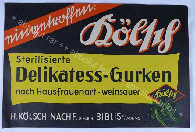 Antikes Werbeplakat Kölsch Delikatess - Gurken um 1930