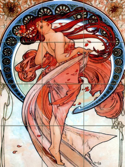 12.75 x 17 Art Nouveau Alphonse Mucha Mural Ceramic Bath Backsplash Tile #1201