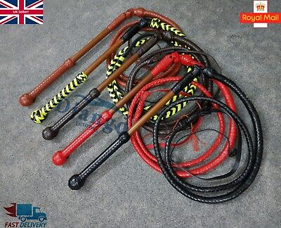 LUCE Verde & Nero Pelle Stock Whip 5 piedi 12 Trecce Adulto Cowboy Frusta 