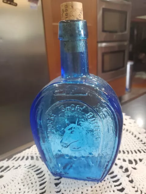 Vintage Horse Shoe Medicine Co Horse Shoe Bitters Blue Bottle With Cork