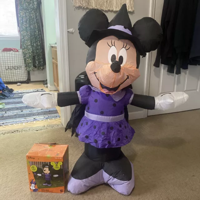 Disney Halloween Minnie Mouse Witch 3.5 Ft Airblown Inflatable Led Lit Gemmy