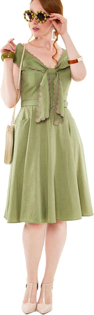 Robe Vintage Sans Manches Marque Woodoo - Taille 42/44, Motif Géométrique, Coupe Trapèze - Occasion