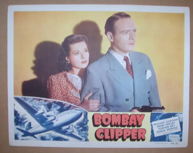 BOMBAY CLIPPER Original 1949 Re-release U.S. Lobby Card WILLIAM GARGAN